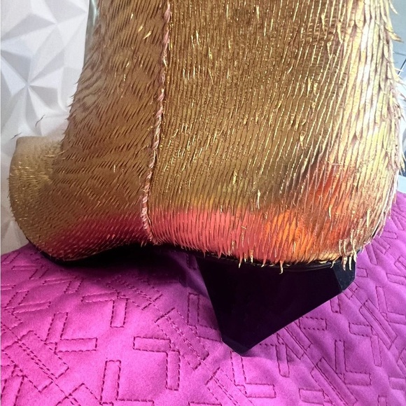 AGL MADE IN ITALY Gold Women's Ankle Boots Diamond shaped heel| size EU39 - Picture 8 of 10